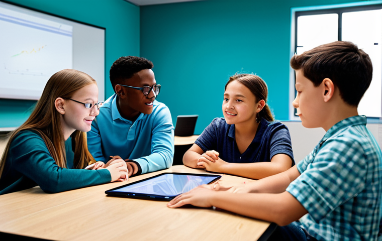 글로벌브릿지와 국제 협력 네트워크 - **Education Technology:** "A diverse group of fully clothed students collaborating on a digital proj...