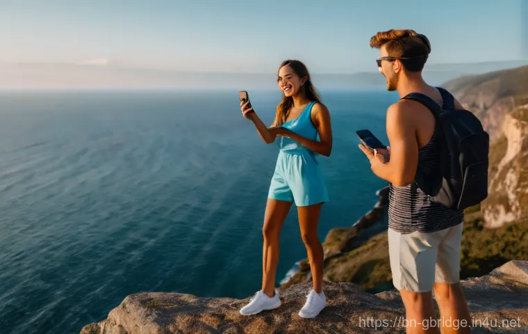 글로벌브릿지와 모바일 기술 - **Prompt 2: Futuristic 5G City with Smart Glasses Interaction**
    A dynamic, futuristic cityscape ...