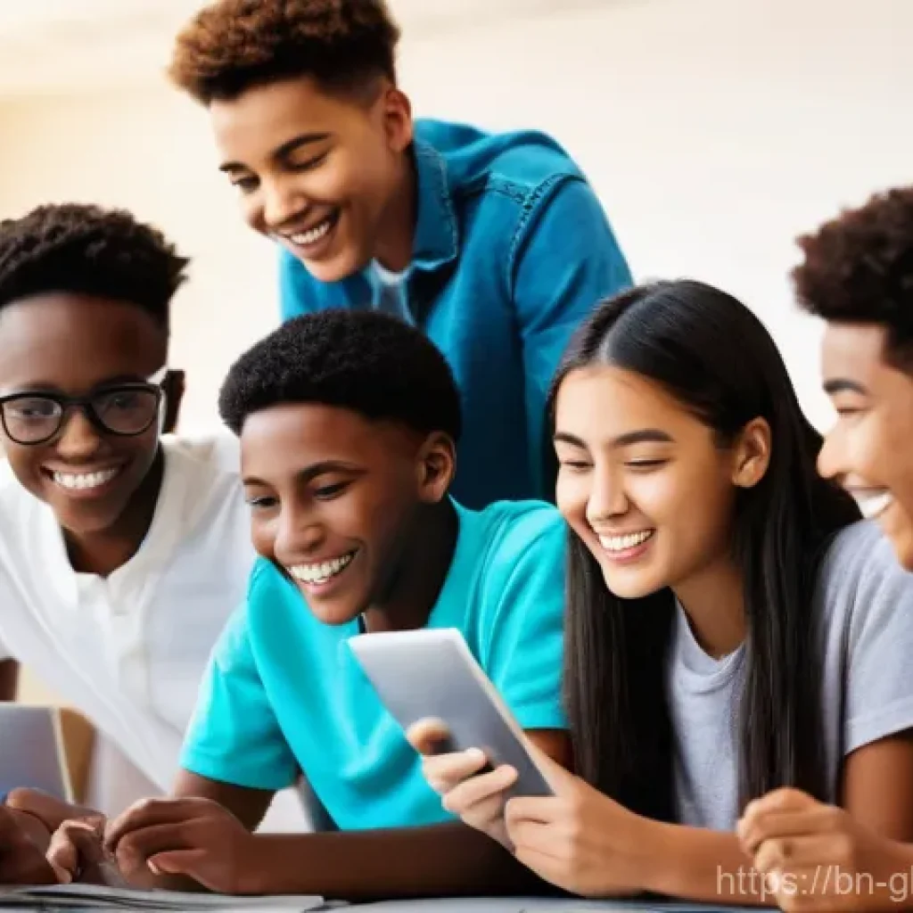 글로벌브릿지와 디지털 교육 - **Prompt:** A group of diverse young students, aged 16-25, from various ethnic backgrounds, are acti...