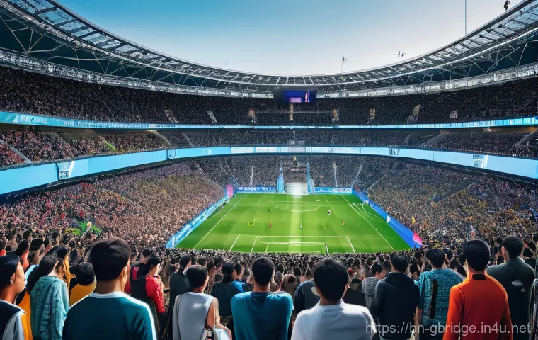 글로벌브릿지와 국제 스포츠 이벤트 - **Prompt 1: A Global Tapestry of Fandom**
    A wide-angle, high-definition shot capturing the vibra...